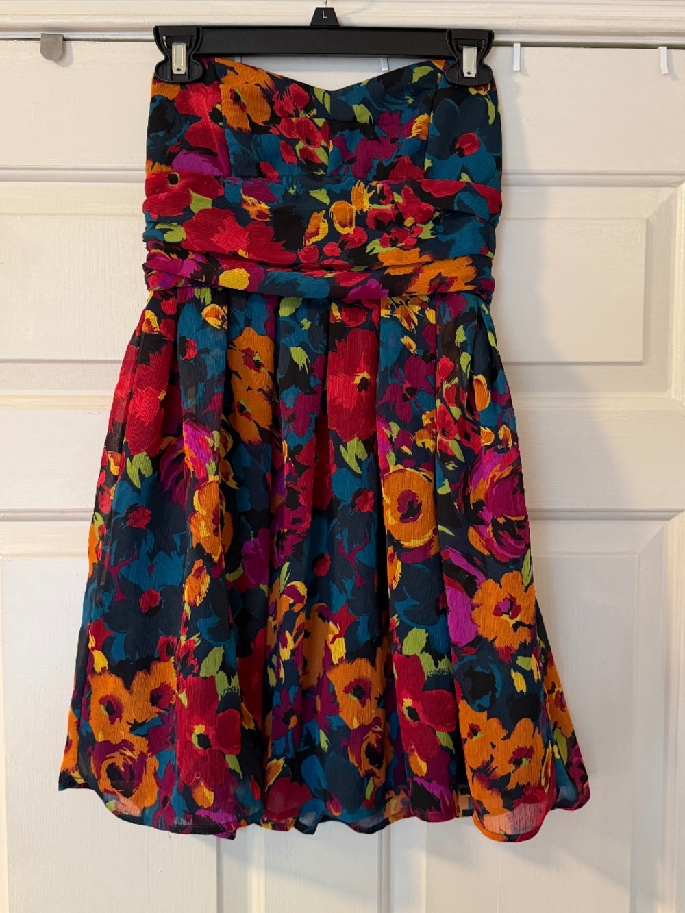 Forever 21 Women's Small Strapless Floral Mini Dress Sweetheart Multicolor Blue